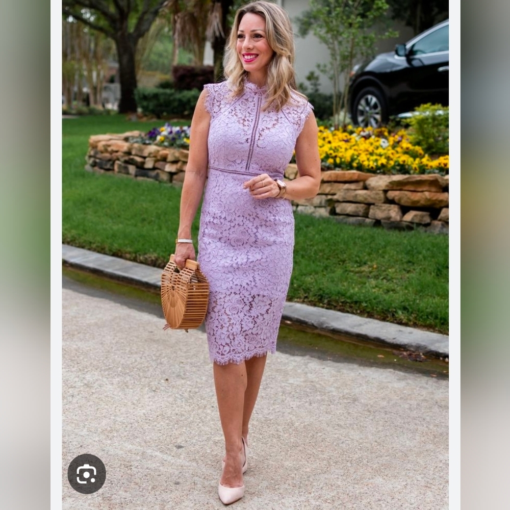 Bardot Sleeveless Lace Sheath Dress in Lavender - Elegant Women's Dress